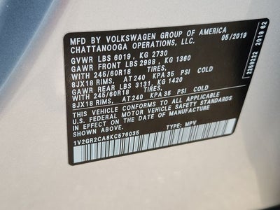 2019 Volkswagen Atlas 3.6L V6 S
