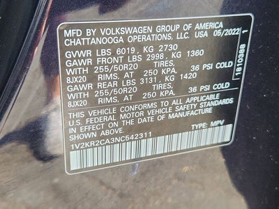 2022 Volkswagen Atlas 3.6L V6 SE w/Technology