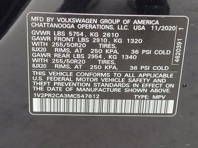 2021 Volkswagen Atlas 3.6L V6 SE w/Technology R-Line