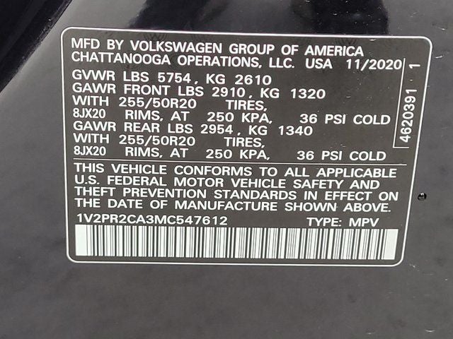 2021 Volkswagen Atlas 3.6L V6 SE w/Technology R-Line