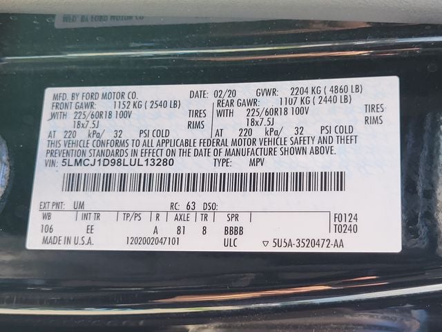 2020 Lincoln Corsair Standard